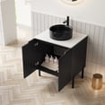 thumbnail image 2 of 24" Durable Compact Freestanding Cabinet, Bathroom Storage Unit with Soft Close Door, Modern Small Bathroom Vanity with Ceramic Sink for Bathroom, Black,Carrara White, 2 of 7