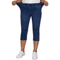 thumbnail image 3 of Ziynglg Womens Solid Color Capri Jeans Slim Stretch Pants High Waist Casual Summer Trousers Causal Work Jeans, 3 of 9
