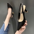 thumbnail image 2 of Women's Pointed Toe Slingback Heels, Closed Toe Solid Color Elastic Strap High Heel Pumps, Elegant Slip-on Dress Shoes Black 7(39), 2 of 9