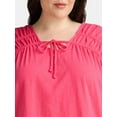 thumbnail image 3 of Terra & Sky Women's Plus Size Shirred Tie Top, 3 of 5