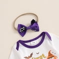 thumbnail image 5 of Newborn Baby Girls My First Halloween Outfits Pumpkin Ghost Romper Tutu Dress and Cute Headband Leg Warmer Set, 5 of 8