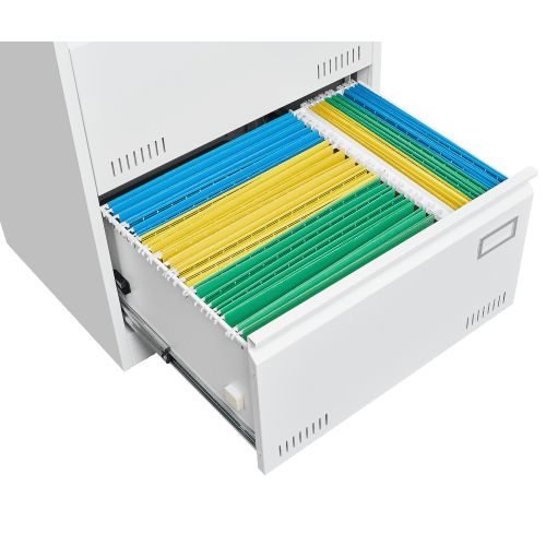 Filing Cabinet Lateral File Cabinet 2 Drawer, White Filing Cabinets with Lock, Locking Metal File Cabinets Three Drawer Office Cabinet for Legal/Letter/A4/F4 Home Offic
