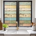 thumbnail image 3 of Retro Wood Grain Window Privacy Film Blue Yellow Green Vintage Decorative Glass Window Film UV Blocking Static Cling Non-Adhesive Sticker Covering for Home Door 19.6 x 39.3 inches, 3 of 8