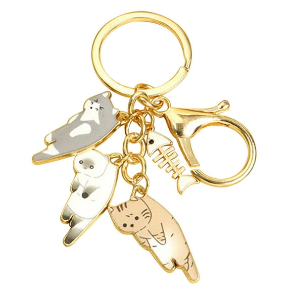 UNTERING Cute Cat Fish Bone Keychain Pendant Unique Keychain Cute Keyring Handbag Accessories Alloy Material Bag Jewelry for Teen