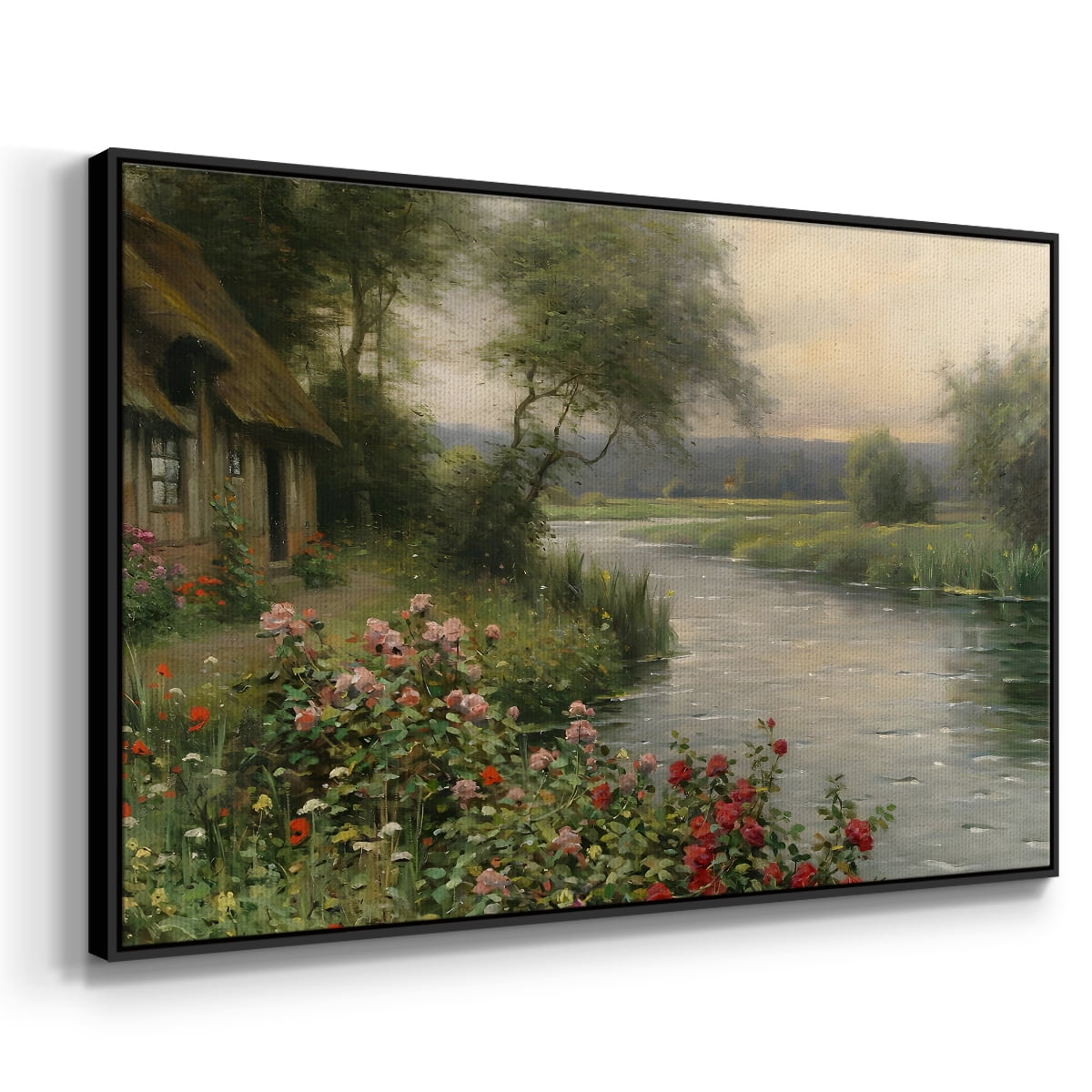Vintage Landscape-CCLVI By Wexford Home Framed in Black Wood Gallery Wrapped Canvas 17 in. x 25 in.
