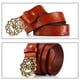 thumbnail image 4 of Sonducket Cinturón de cuero con hebilla de flor para mujer, amplio, para ocasiones aplicables, fácil y cómodo de llevar, PU Premium Cinturones Marrón, 4 of 6