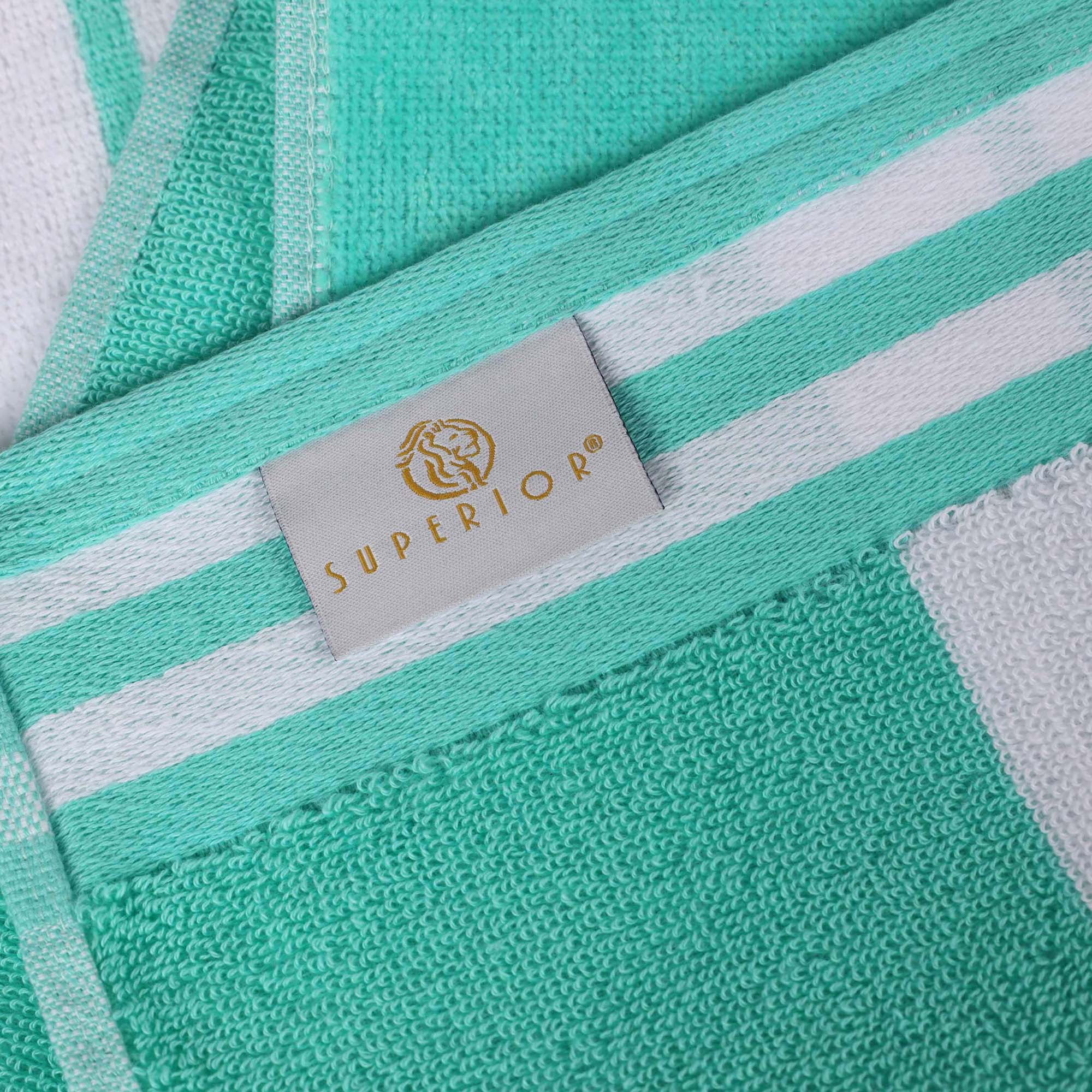 Superior Cotton Striped Oversized Beach Towel Set of 2, 34" x 64", Mint