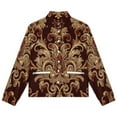 thumbnail image 4 of Jackets for Women Winter Coat Jackets Flannel Stand Collar Jacket(Gold Damask Opulent Wallpaper Design,Size:S-4XL), 4 of 7