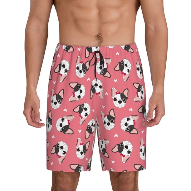 Fotbe French Bulldog Face Pantalones Cortos de Pijama para Hombre, Ropa de Dormir, Pantalones de Pijama Cortos para Hombre-3X-Large