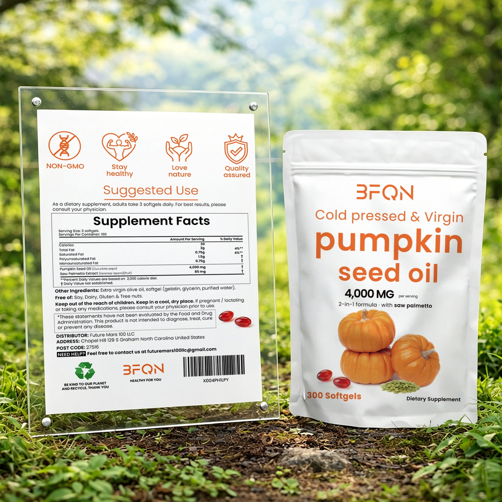 Pumpkin Seed Oil Softgels with Saw Palmetto – Dietary Supplements, 4000mg per Serving, 300 Softgels | Cold Pressed, Pure Virgin Oil | Supports Hair, Urinary, Bladder & Prostate Health | Non-GMO