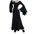 thumbnail image 2 of Traje oscuro de bruja de Halloween para mujer, vestido gótico, bata de terror para adulto, disfraz de bruja, Morticia Addams, vestido de cola de miércoles, vestido de piso, 2 of 5