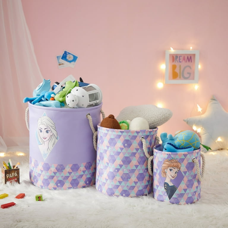 Disney Frozen Kids Fabric Round Nestable Storage Bin Set, 3-Piece