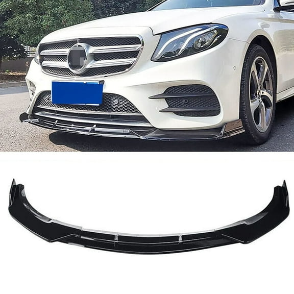 NINTE Front Bumper Lip for 16-19 Benz E-Class Sport W213 Sport Gloss Black 3PCS