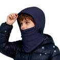 thumbnail image 2 of FAOWME Big Kids Girls Boys Fuzzy Hats Solid Color Drawstring Windproof Thickened Comfortable Warm Caps For Autumn Winter Outdoor Activities Navy One Size, 2 of 5