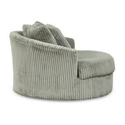 Signature Design by Ashley Lindyn Oversized Swivel Fabric Accent Chair in Gray