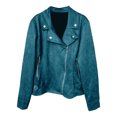 thumbnail image 4 of Unir Slim Fit Suede Biker Jacket for Women, Zip Up Button Detail, Casual Everyday Fall Winter Outerwear, 1 Piece, S-XXL, Plus Size Friendly, 4 of 5
