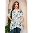 thumbnail image 6 of SHOWMALL Women's Plus Size Shirts Summer Floral Short Sleeve White Lovely Hearts 1X Blouse Swing Tee Crewneck Clothing Flowy Tops for Leggings, 6 of 7