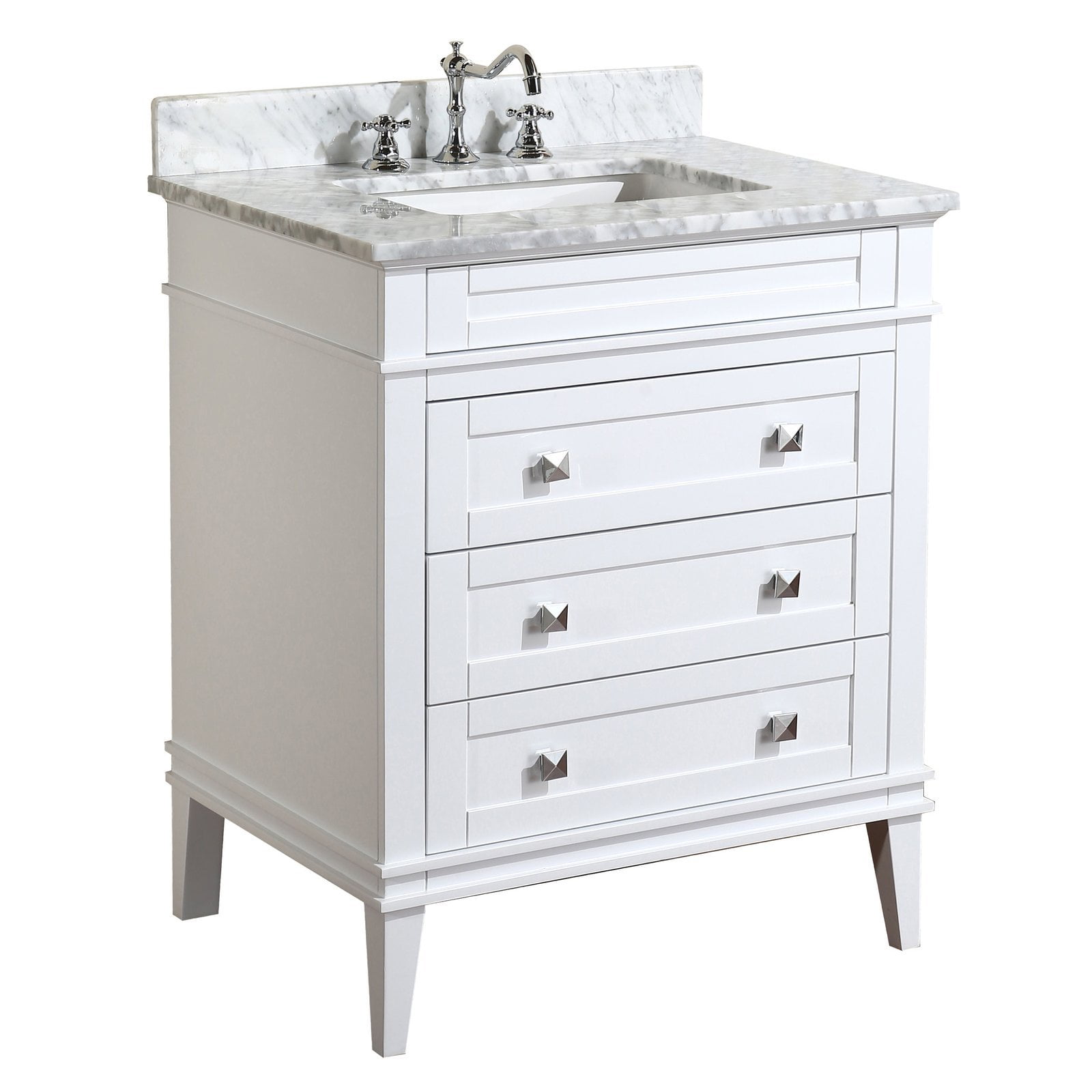 Eleanor 30 Bathroom Vanity With White, 30 White Vanity With Carrara Marble Top