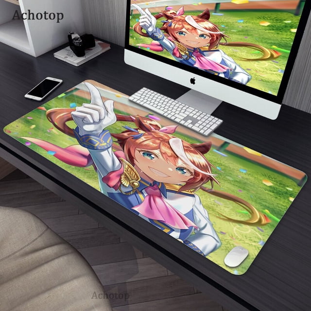 Alfombrilla de ratón grande Anime UmaMusume: Pretty Derby, alfombrilla de ratón para Gaming, Tokai Teio, alfombrilla de ratón para ordenador, alfombrilla de goma con borde de bloqueo para teclado qiuyongming unisex
