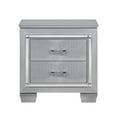 thumbnail image 3 of Gorgeous Faux Alligator Embossed Silver Finish 4pc Bedroom Furniture Set Cal-King Size Bed LED Headboard Nightstand, 3 of 7