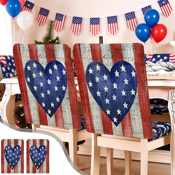 Juego de fundas patrióticas para sillas, ideales para la decoración navideña: funda lavable de poliéster para sofá, sillón o sala de estar. Protector de sillas para la temporada festiva.