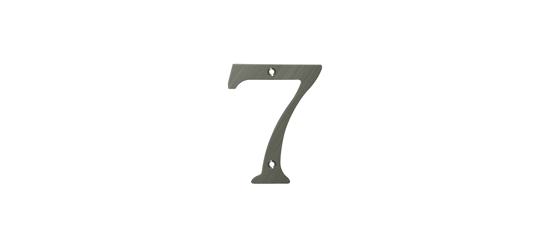 Deltana RN6-7U15 6" Numbers, Solid Brass in Brushed Nickel