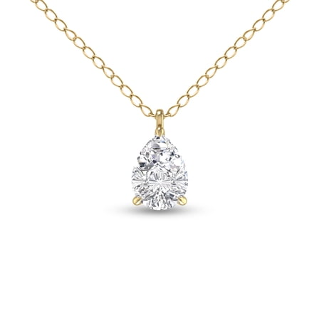 SZUL Women's Lab Grown 3/4 Carat Pear Solitaire Diamond Pendant in 14K Yellow Gold