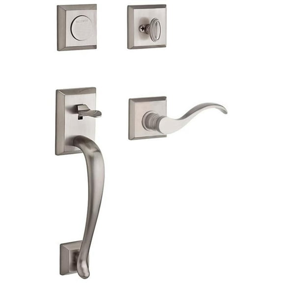 Baldwin Reserve Fdnapxcurltsr150 Full Dummy Napa Handleset Left Hand Curve Lever and Traditional Square Rose Satin Nickel Finish