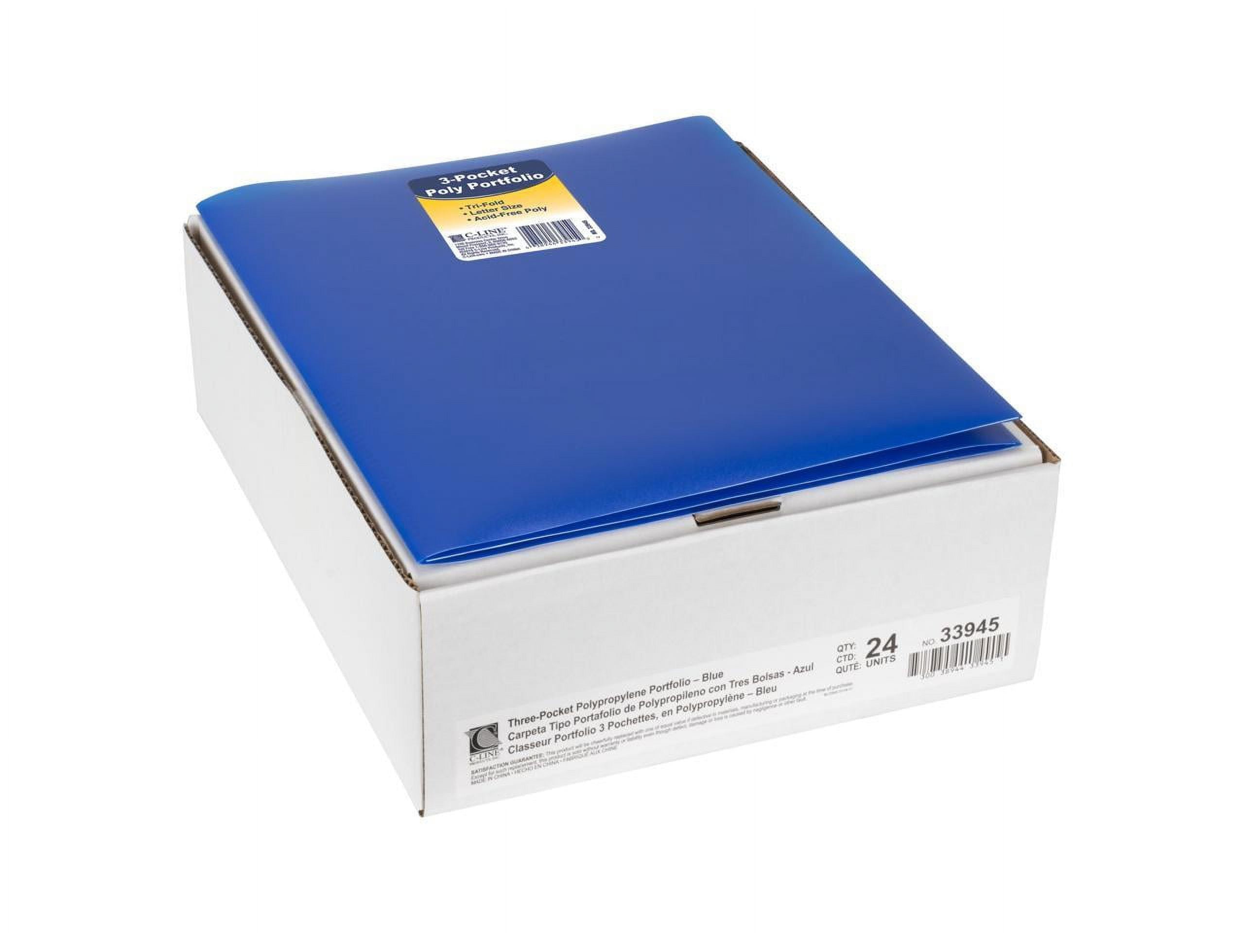 C-Line 3-Pocket Poly Portfolio, Blue, Box of 24