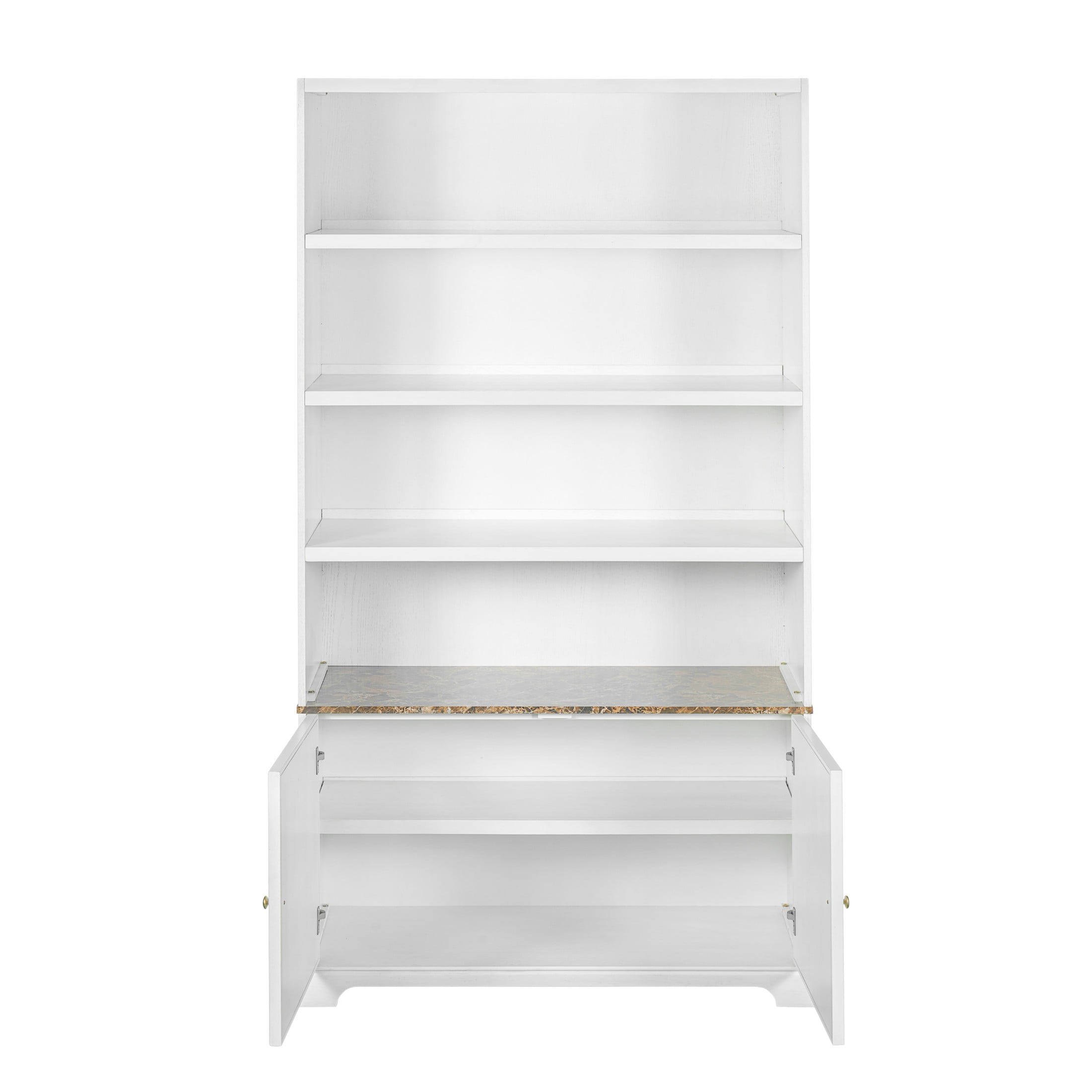 Christopher Knight Home 91" Bookcase Storage Cabinet with Display Shelves and Fluted Doors, White