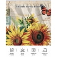 thumbnail image 7 of Watercolor Sunflower Butterfly Bed Skirt King Size 18" Drop Vintage Letter Texture Ruffled Wrap Around Bed Skirts Adjustable Elastic Bedskirt Dust Ruffle for King Size Bed, 7 of 7