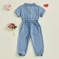 thumbnail image 3 of Ticikt Summer Toddler Girl Jumpsuit Shorts Little Girl Overalls Clothes Baby Jean Romper Jumpsuit One Piece Outfit,Color:Blue,12-18 Months, 3 of 8