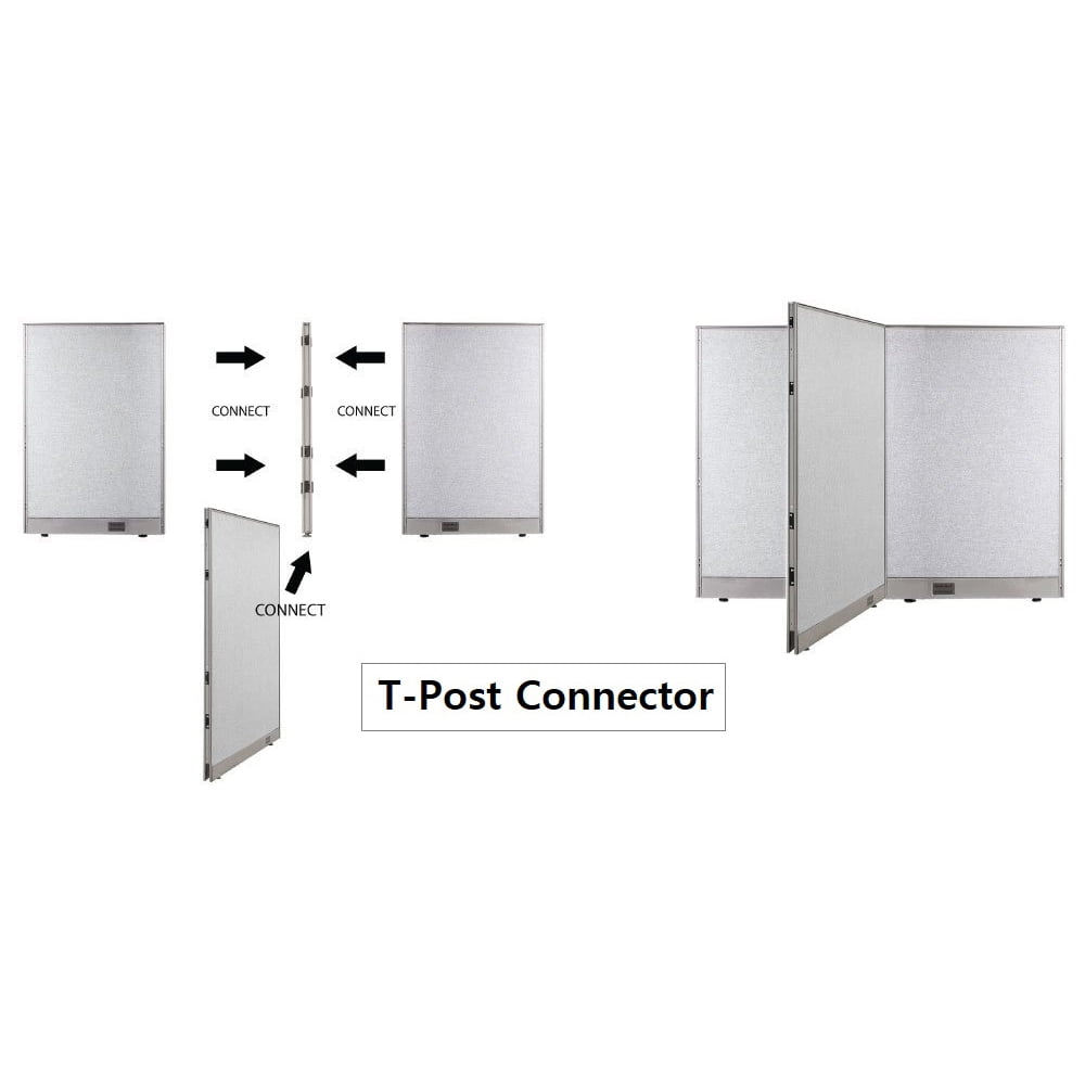 GOF T-shaped Freestanding Partition (72”D x 60”W x 48”H) Office Room Divider, Privacy Screen, Workstation Cubicle
