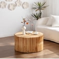 thumbnail image 5 of 31.5" Retro Fashion Style Cylindrical Coffee Table with Vertical Texture Relief Design,Suitable for Living Room,Office,and Dining Room, 5 of 14