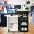 thumbnail image 4 of Costway Front Reception Counter Desk Checkout Office Desk with Open Shelf & Lockable Drawer Black, 4 of 10