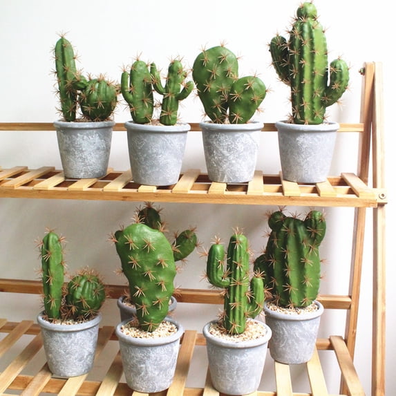 Visland Fake Plant Decorative Beautiful Realistic Potted Plants Fake Desktop Cactus Landscape Decor for Home