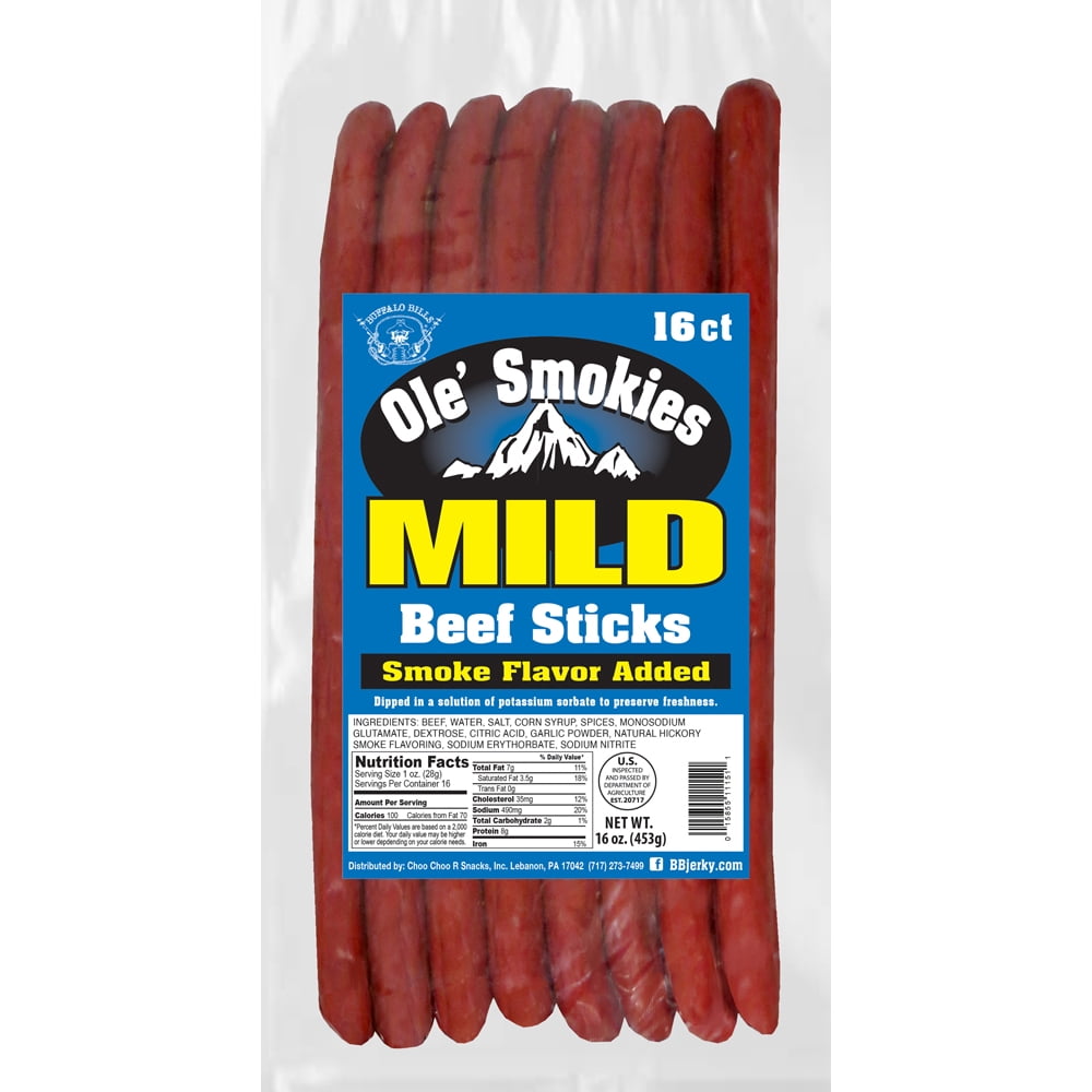 Buffalo Bills Mild Ole' Smokies 16-ct Bulk 9-Inch Beef Sticks (two 1-lb bags)