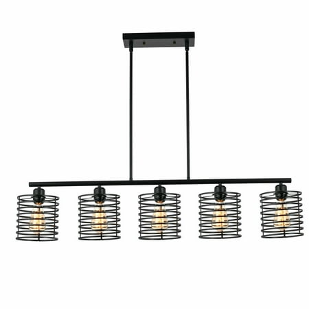 

Oukaning Black 5-Head Ceiling Light Chandelier Dining Room Pendant Lamp
