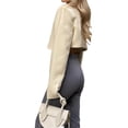 thumbnail image 6 of Seyurigaoka Women Cropped Blazer Jackets Office Lady Long Sleeve Lapel Collar Cardigans Short Coats Outerwear, 6 of 7