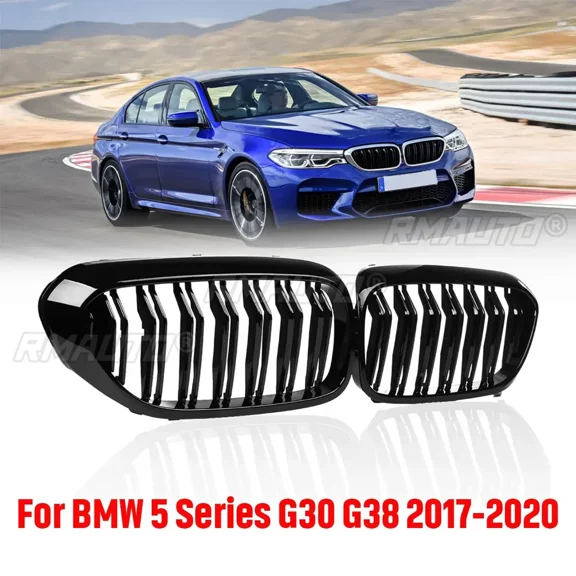 Pair Front Bumper Kidney Grille Grill Diamond Meteor Style For BMW 5 Series G30 G38 5-Series 2017-2020 Racing Grills Body Kit