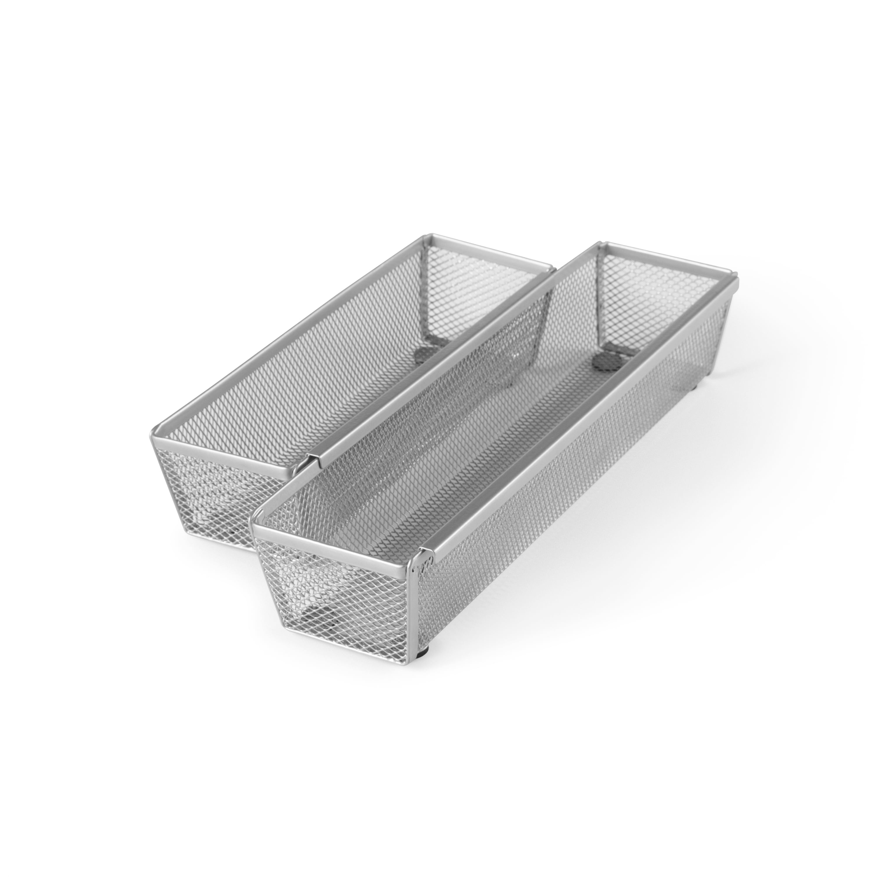 Mainstays Narrow Steel Mesh Drawer Organizers, Set of 2, 3" x 9" and 3
