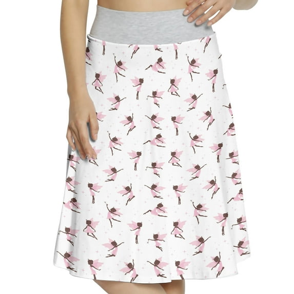 Women's Tale Pink Dresses Winged Girls A-line Printed Skirt Casual Wear, 3XL, Dark Brown Pale Pink, by Ambesonne