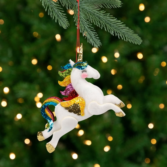 Northlight Plush Leaping Rainbow Unicorn Christmas Ornament - 6.5"