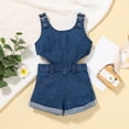 thumbnail image 2 of YunPes Girls' Jumpsuit Summer Children's European and American Style Sleeveless Denim Jumpsuit Shorts Little Girl, 2 of 9