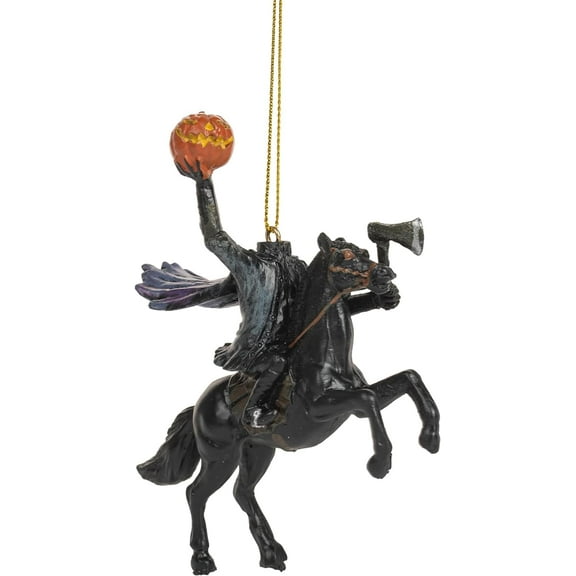 Headless Horseman Riding Dark Horse with Pumpkin in Hand Sleepy Hallow Halloween Christmas Tree Ornament