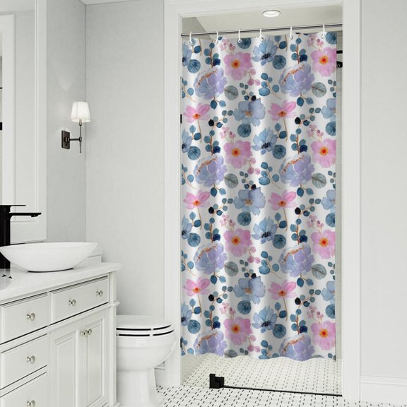 Pioneer Flower Floral Print Pattern Shower Curtain 36"x72" ,Bathroom Decorative Shower Curtains Set with 12 Hooks,Modern Waterproof Washable Shower Curtain