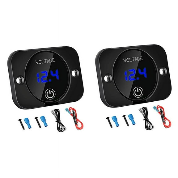 2X 12V Voltage Gauge with Contact Switch Digital Display DC12V 24V Waterproof Voltmeter Panel for Boat Marine Truck ATV