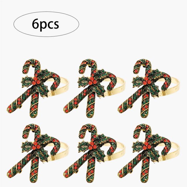 facefd 6Pcs Christmas Napkin Rings Napkin Holder Rings for Holiday Christmas Table Decoratio