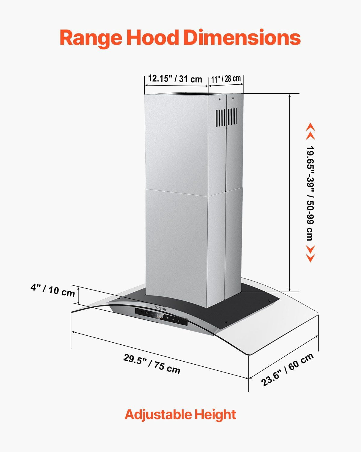 30" Wall Mount Range Hood Ceiling Mount Vent 800CFM Gesture & Touch Control