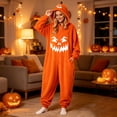 thumbnail image 6 of HOWPAY Adult Halloween Costumes Unisex Pumpkin Onesie Plush Sleepwear PJs Festive Party Stage Show Prop Cosplay Costume For Adult Men Women Halloween Costumes M, 6 of 8